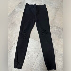 American Eagle “the dream jean” distressed black hi-rise jeggings size 2